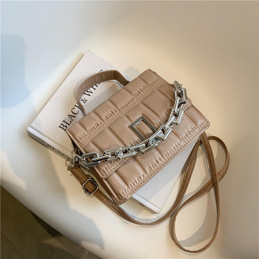 Women Fashion Metal Chain Square Crossbody Bag