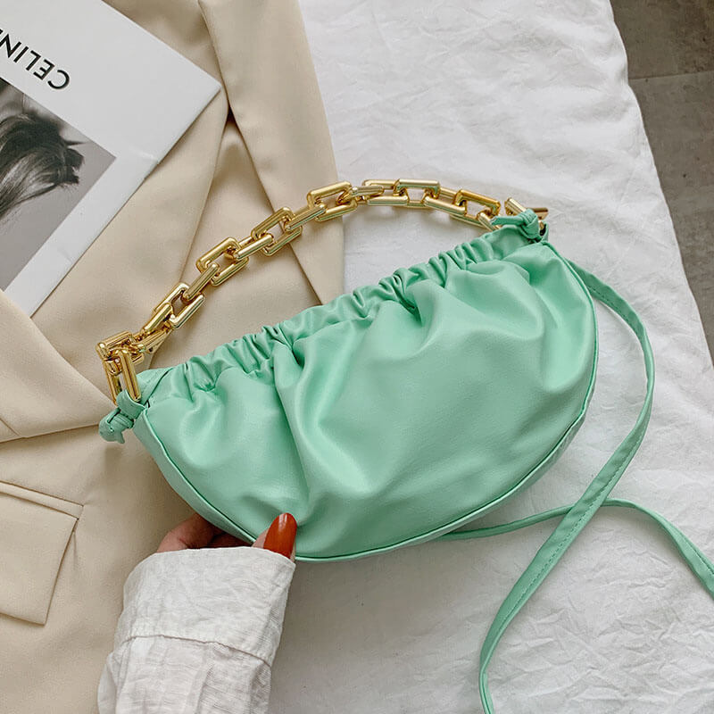 Women Fashion Metal Chain PU Crossbody Bag