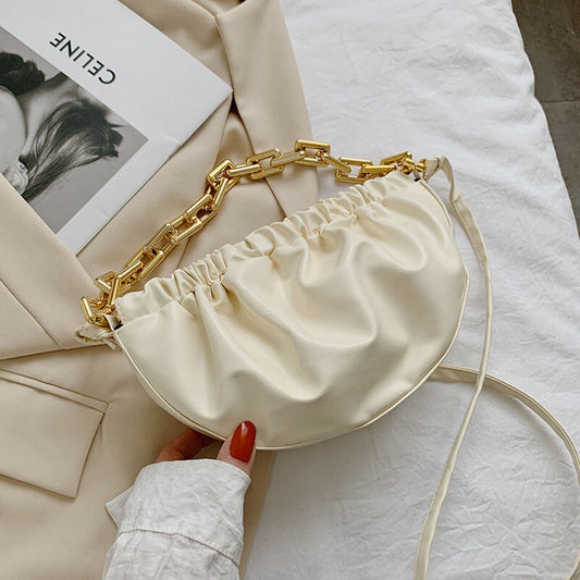 Sac à bandoulière tendance en PU avec chaîne en métal pour femme 