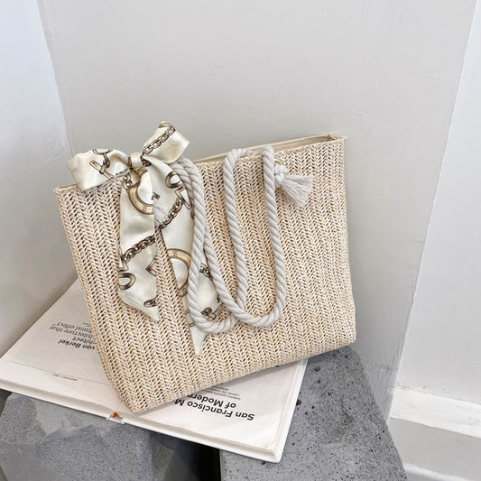 Sac à bandoulière décontracté pour femme, grande capacité, avec nœud décoratif 