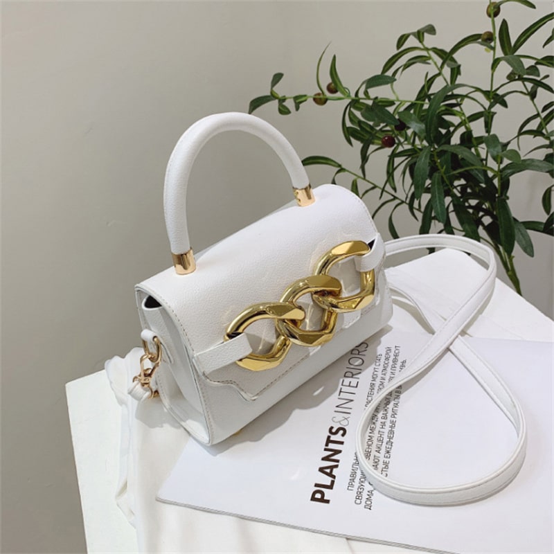 Women Fashion Metal Chain Decorative Crossbody Bag