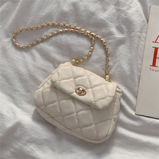 Sac bandoulière tendance à motif losanges de couleur unie pour femme 