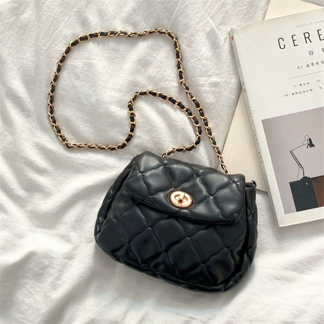 Women Fashion Solid Color Argyle Crossbody Bag