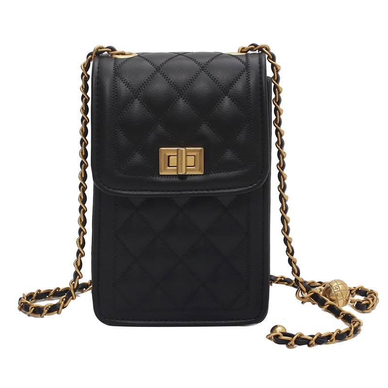 Women Fashion Solid Color Argyle Stitching Square Bag
