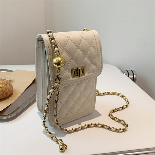 Women Fashion Solid Color Argyle Stitching Square Bag