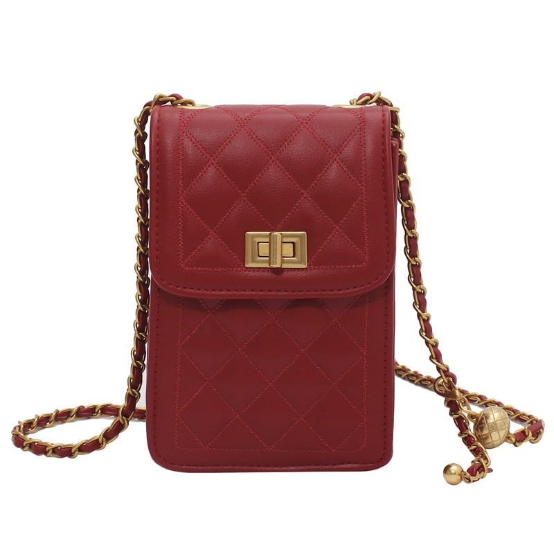 Women Fashion Solid Color Argyle Stitching Square Bag