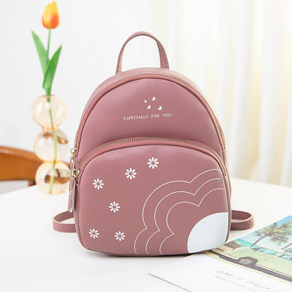 Women Fashion Color Blocking Flower Printed Mini Backpack