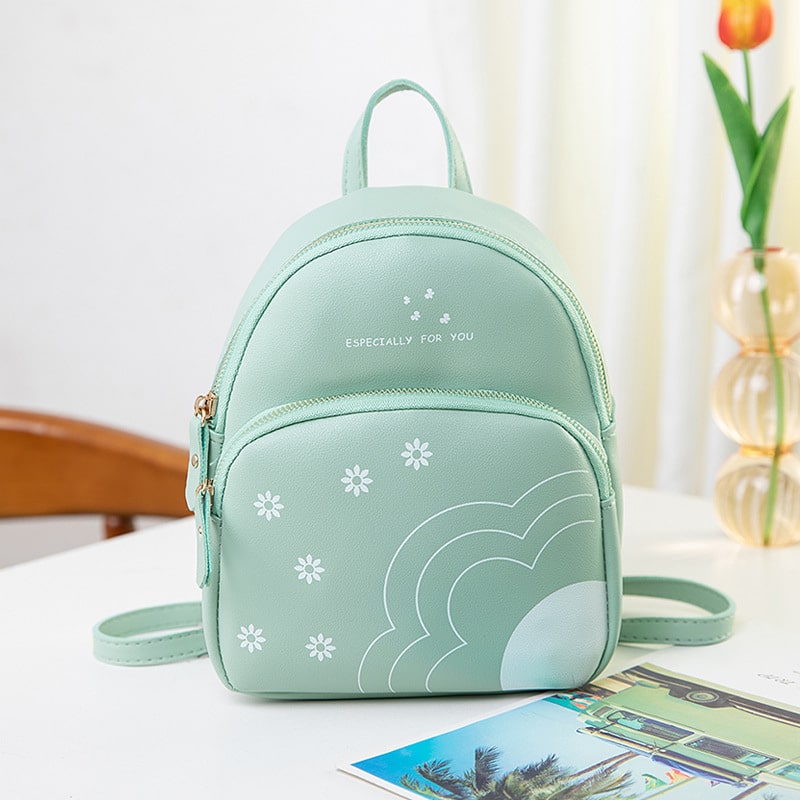Women Fashion Color Blocking Flower Printed Mini Backpack