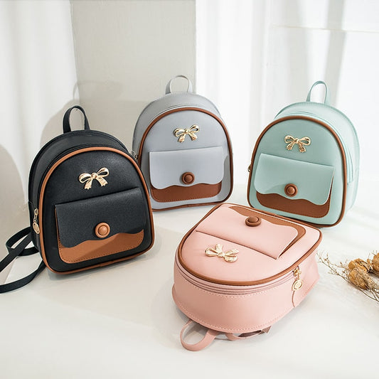 Women Fashion Color Blocking Mini Backpack