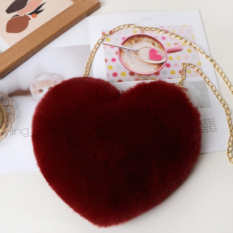 Sac à bandoulière en forme de cœur pour femme, joli et uni 