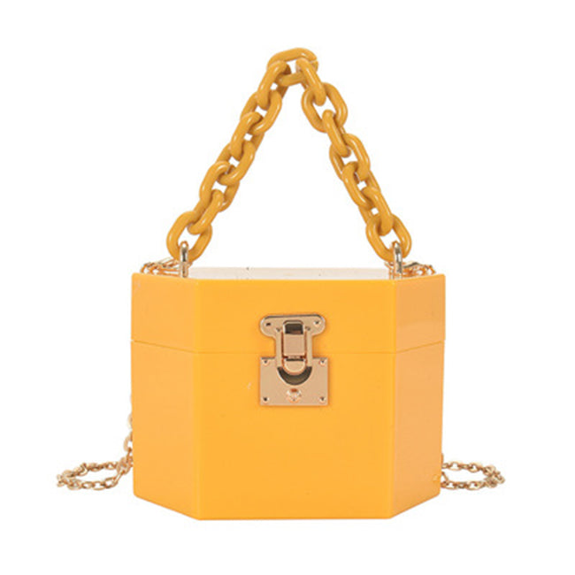 Women Fashion Mini Box Carry Chain Crossbody Bag