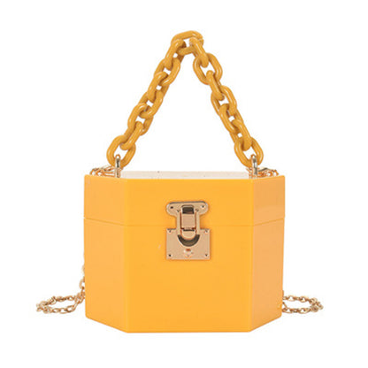 Women Fashion Mini Box Carry Chain Crossbody Bag