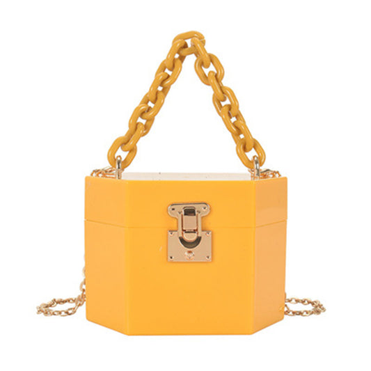 Women Fashion Mini Box Carry Chain Crossbody Bag