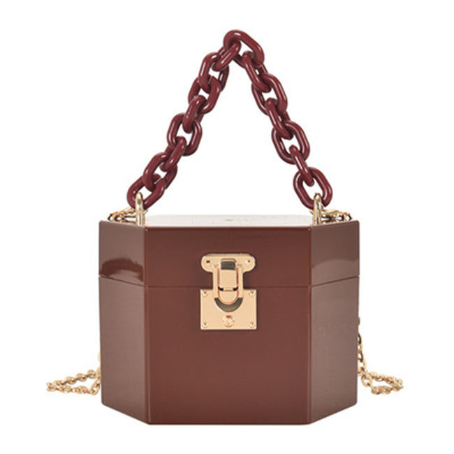 Women Fashion Mini Box Carry Chain Crossbody Bag