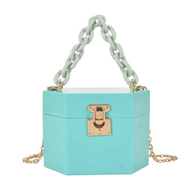 Women Fashion Mini Box Carry Chain Crossbody Bag