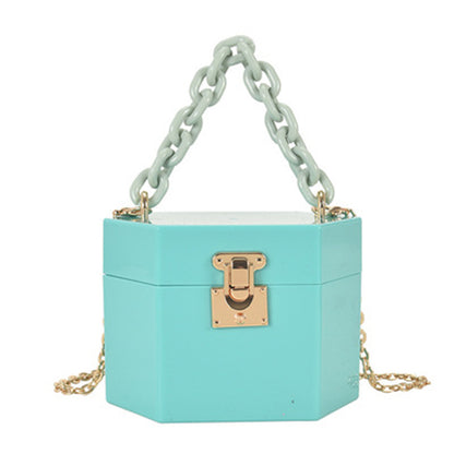 Women Fashion Mini Box Carry Chain Crossbody Bag