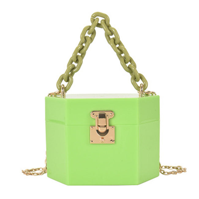 Women Fashion Mini Box Carry Chain Crossbody Bag