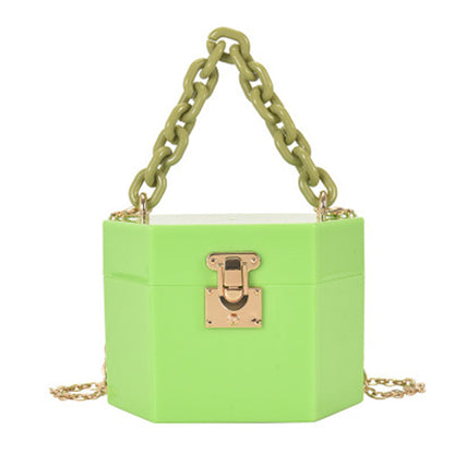 Women Fashion Mini Box Carry Chain Crossbody Bag