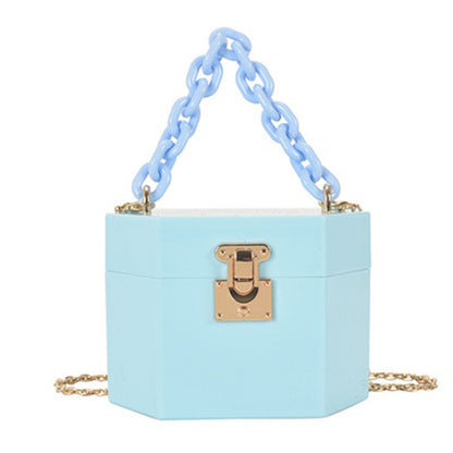Women Fashion Mini Box Carry Chain Crossbody Bag