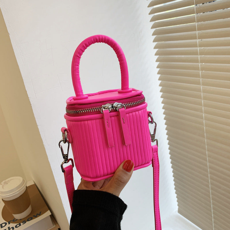 Women Fashion Zipper Box Solid Color Crossbody Bag
