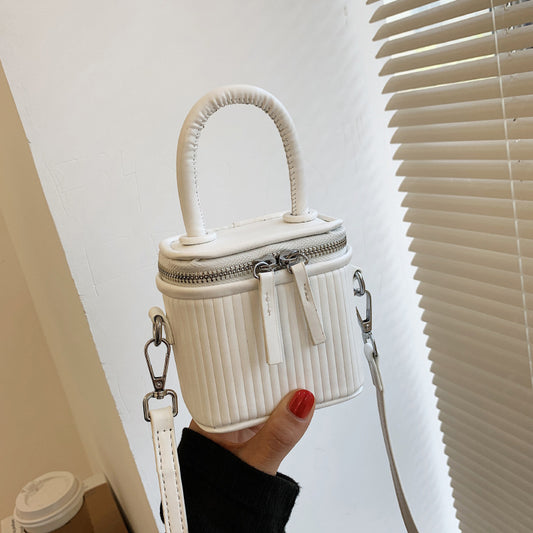Women Fashion Zipper Box Solid Color Crossbody Bag