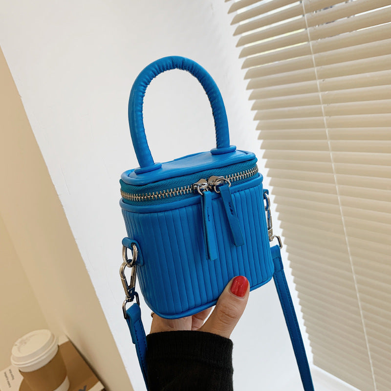 Women Fashion Zipper Box Solid Color Crossbody Bag