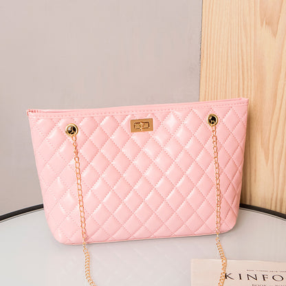 Sac à bandoulière brodé en fil losange avec chaîne en métal pour femme 