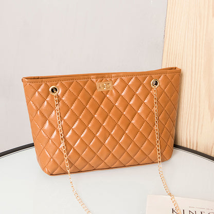 Sac à bandoulière brodé en fil losange avec chaîne en métal pour femme 