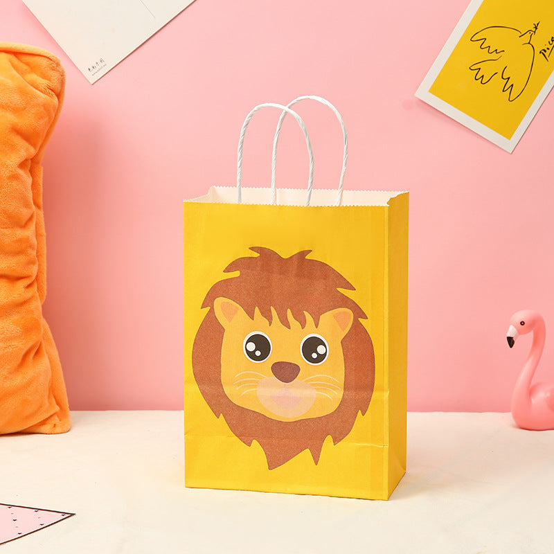 Cartoon Animal Pattern Kraft Paper Gift Bag