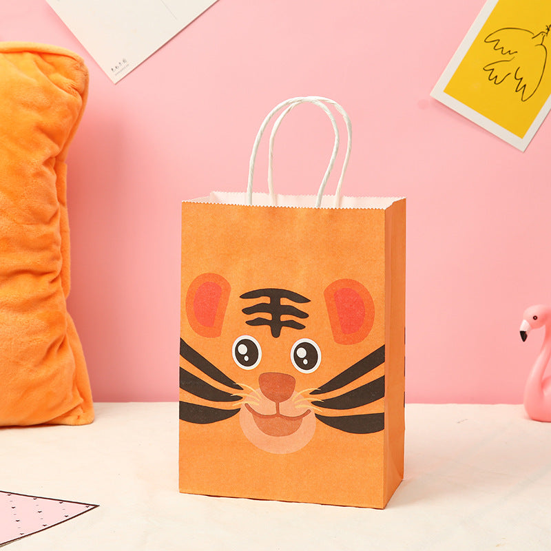 Cartoon Animal Pattern Kraft Paper Gift Bag