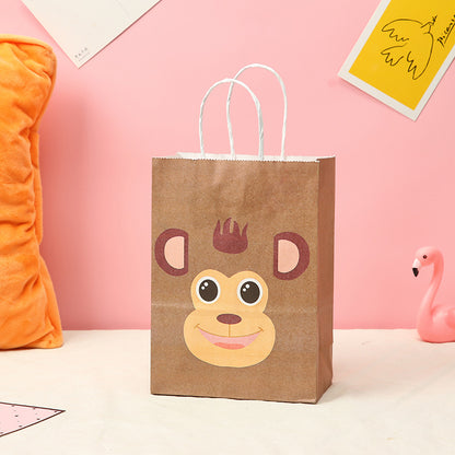Cartoon Animal Pattern Kraft Paper Gift Bag