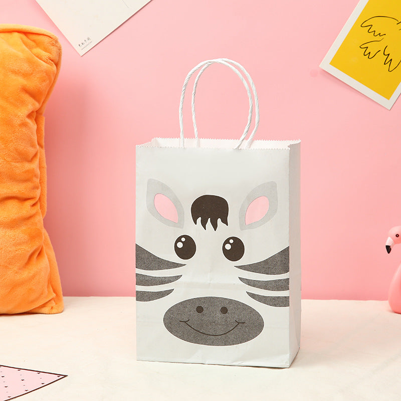 Cartoon Animal Pattern Kraft Paper Gift Bag