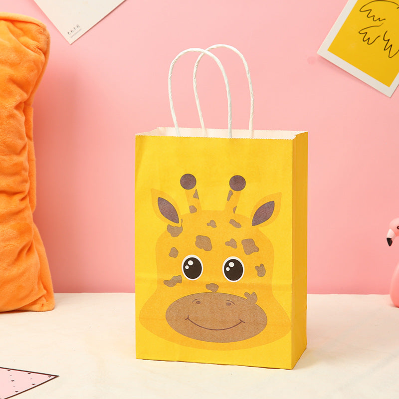 Cartoon Animal Pattern Kraft Paper Gift Bag