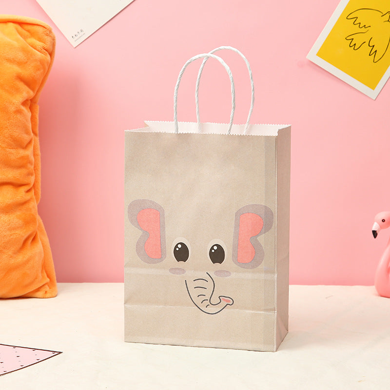 Cartoon Animal Pattern Kraft Paper Gift Bag