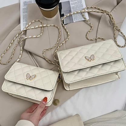 Fashion Rhombus Pattern Bow Decoration Crossbody Bags