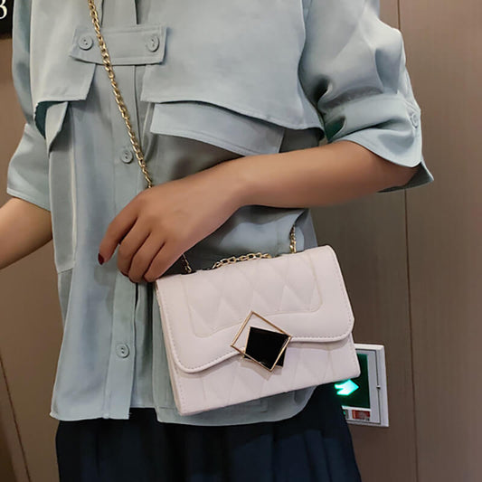 Fashion Diamond Pattern Metal Chain Crossbody Bags