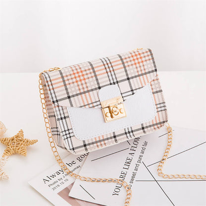 Sac à bandoulière en PU à carreaux patchwork de couleurs assorties pour femme 
