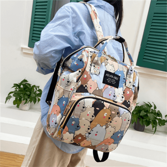Women Casual Color Blocking Graphic Printed Large Capacity Backpack