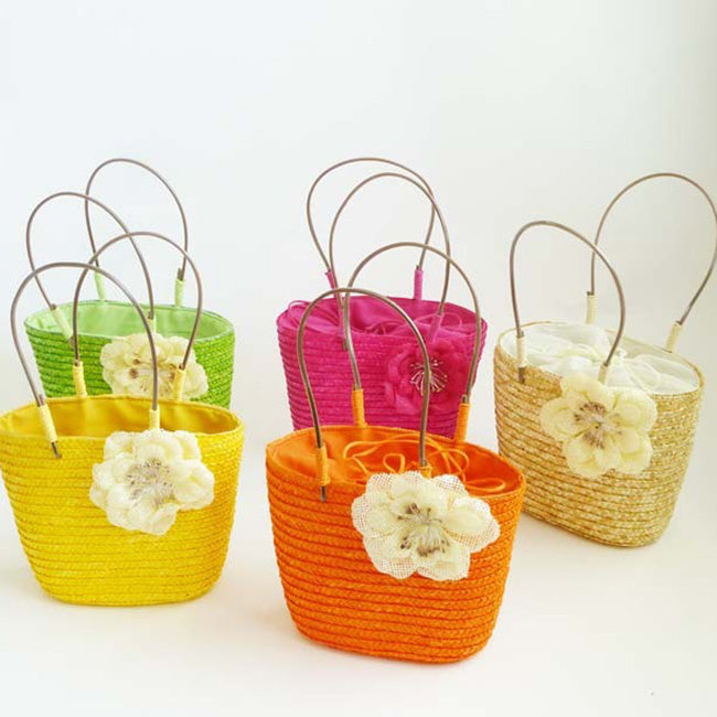 Women Fashion 5 Colors Floral Straw Bag Handbag
