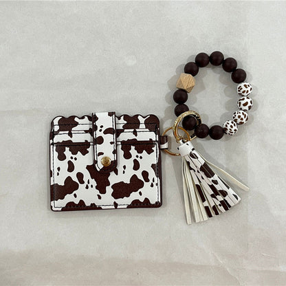 Women Fashion Beaded Pu Tassel Coin Purse