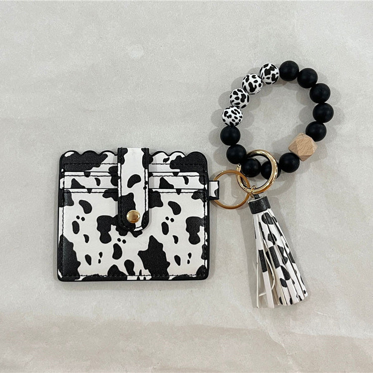 Women Fashion Beaded Pu Tassel Coin Purse