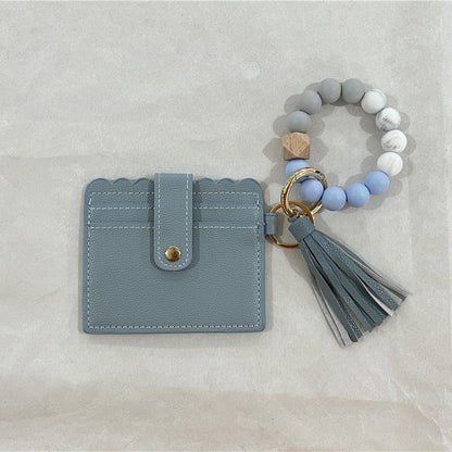 Women Fashion Beaded Pu Tassel Coin Purse