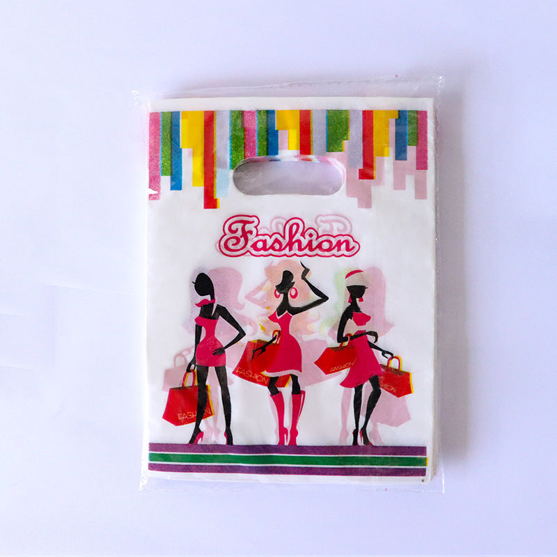 Lot de 100 sacs en plastique pour emballage cadeau, imprimés tendance 