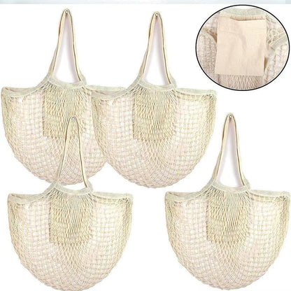 Fashion Solid Color Cotton Knitted Shopping Net Bag Beach Bag