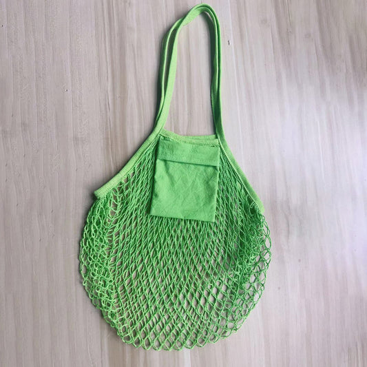Fashion Solid Color Cotton Knitted Shopping Net Bag Beach Bag