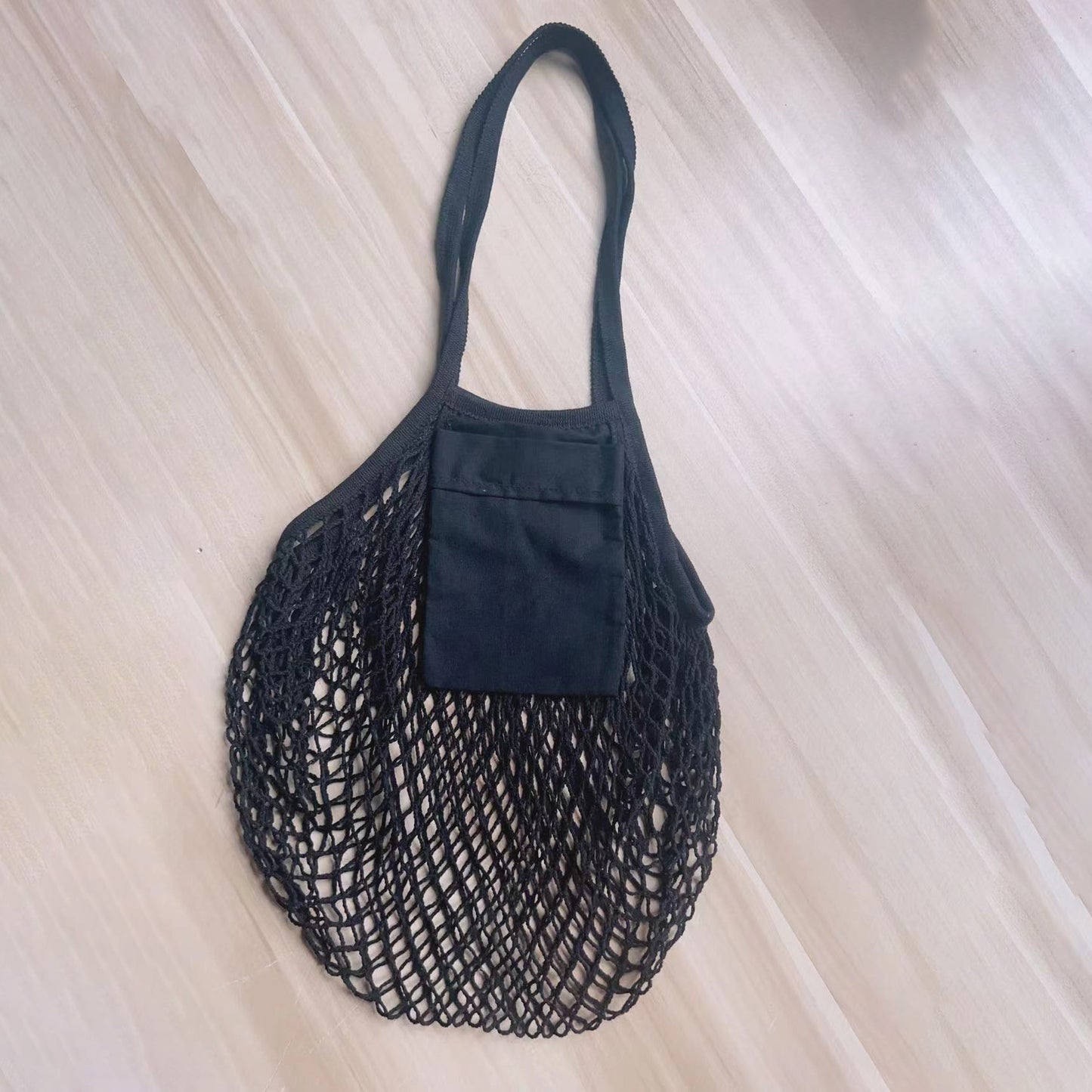 Fashion Solid Color Cotton Knitted Shopping Net Bag Beach Bag