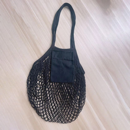 Fashion Solid Color Cotton Knitted Shopping Net Bag Beach Bag