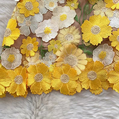 New Sleeveless Waist Slimming Floral Embroidery Design Irregular Strapless Dress TP2848