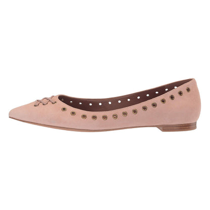 Blush Vegan Suede Pointed Toe Cutout Comfortable Flats