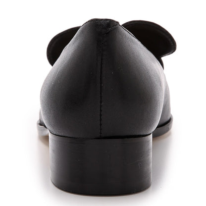 Black Mousey Patent Leather Patchwork Low-Heel Women's Loafers